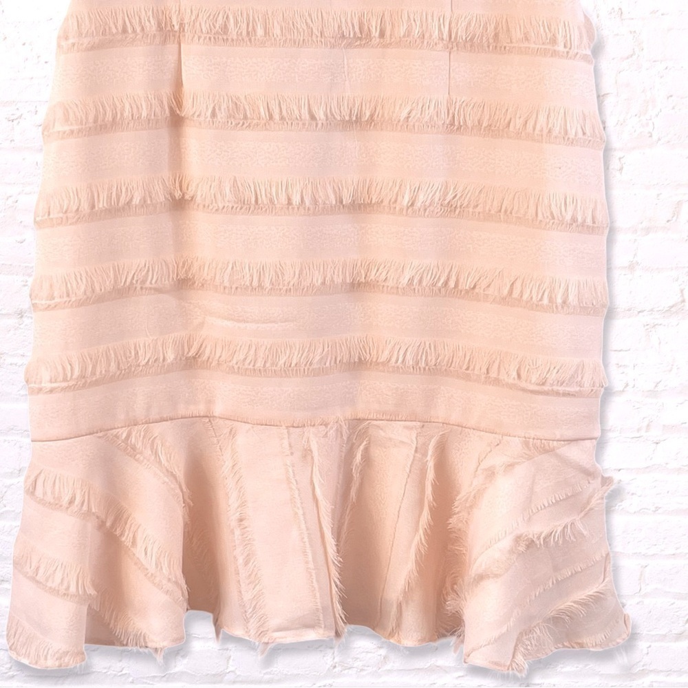 Adelyne Rae Blush PInk Eyelesh Fringe Mini Dress with Flounced Skirt Medium - Picture 6 of 9